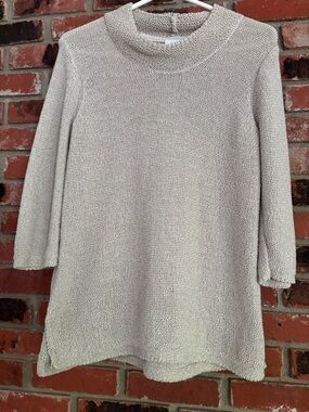 J Jill Pure Jill Coastal Chic Neutral Tunic Sweater Chain Knit Sz PM
